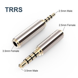 MIUONO 2.5mm to 3.5mm Adapter and 3.5mm to 2.5mm Adapter, Gold Plated Jack Stereo Full Metal Connector Converter for Smartphones, Headphone, Mic, Tablets Support MIC Function