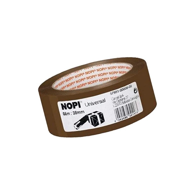Nopi Universal Rolls of Brown/Buff Packing Tape, 66 m x