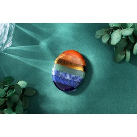 XIANNVXI 7 Chakra Crystal Worry Stone,Healing Crystal Gifts,Polished Thumb Stone for Anxiety Relief,Reiki Crystal Gemstone Oval Stone Meditation Accessories