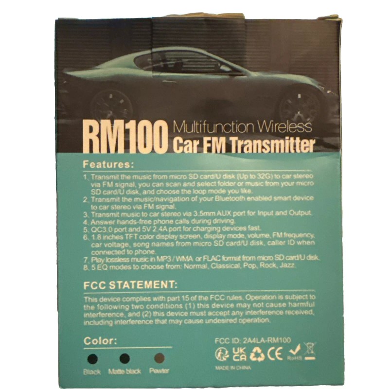 Guanda RM100 Wireless Car Transmitter, Radio Adapter Kit. Color Display
