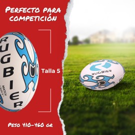 RUGBIER Professional Rugby Ball T5 Match - High End - Competition and Training - Men's Categories and Senior Teams - Naif Blue