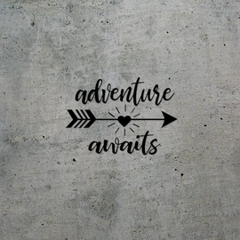 Decal Stickers of Adventure Awaits (Black) (Set of 2) Luxury Weatherproof Vinyl Decal Stickers for Laptop Desktop Smartphone Car Dirt Bike Wall Room Mason Jar Bathtub Door - ANDsticd76156BL