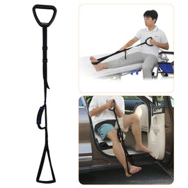 KkaFFe Multi Loop Leg Lift Strap, Rigid Ring for Leg, Hip and Knee Surgery, Recovery Kit with Adjustable Handle, Active Leg Lift for Practicing Walking, Mobility Aids for Wheelchair, Car.(Black-1Pack)