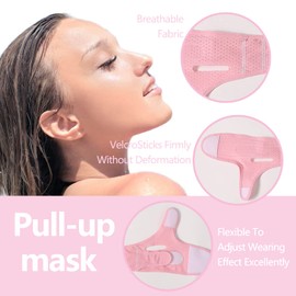 VIKSAUN Facial Strap, Tape Double Chin Reducer, V-Line Chin Cheek Lift Up Band, Facial Lifting Belt Anti Wrinkle Lifting Chin Correction Belt Strap for Women Men (Pink)