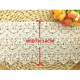 14CM Width Europe Long Pattern Inelastic Embroidery Lace Trim,Curtain Tablecloth Slipcover Bridal DIY Clothing/Accessories.(4 Yards in one Package) (White)
