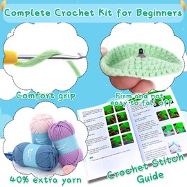 Nhcuijun Crochet Kit for Beginners - Highland Cow Crochet Set with Step-by-Step Video Tutorial, Suitable for Both Adults and Kids. DIY Knitting Supplies (Axolotl Crochet Kit)
