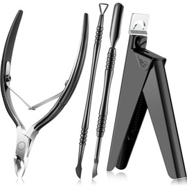 Mudder Acrylic Nail Clippers Kit False Nails Tips Cutter Professional Cuticle Trimmer Nipper Cutter Pusher Remover Stainless Steel Manicure Pedicure Art Tools Set Salon Home(Black)