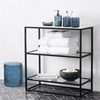 4PCs Teal Blue Glass Bathroom Accessories Set with Decorative Pressed