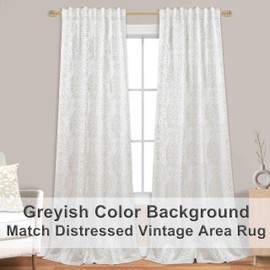 Patterned Living Room Curtains Drapes 108 Inch Long 2 Panels,Extra Long 50% Blackout Black Out Light Filtering Back Tab Boho Print Pattern 9FT Length Ceiling Curtains for Tall Window,Cream Beige