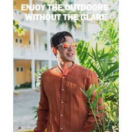 LVIOE Polarised Sunglasses Men's Cycling Glasses Self-tinting Lightweight TR90 Frame UV400 Protection CAT 3 CE, orange