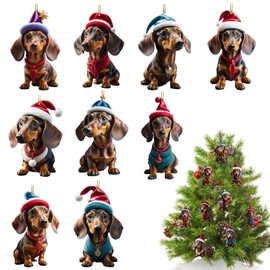 Dachshund Christmas Tree Decorations, Pack of 9 Christmas Tree Pendants, Dachshund Decoration, Christmas, Miniature Christmas Tree Decoration, Dog Christmas Decoration for Christmas Tree Decoration,