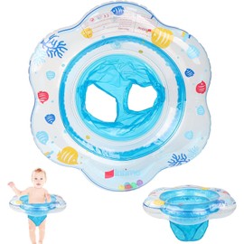 LJ-CL Flotador De Piscina para Niños，Bomba Manual Incluida,Anillo de natación para niños,Juguetes Divertidos para Agua,Flotador Inflable para Niños a Partir de 3 Año (Azul)