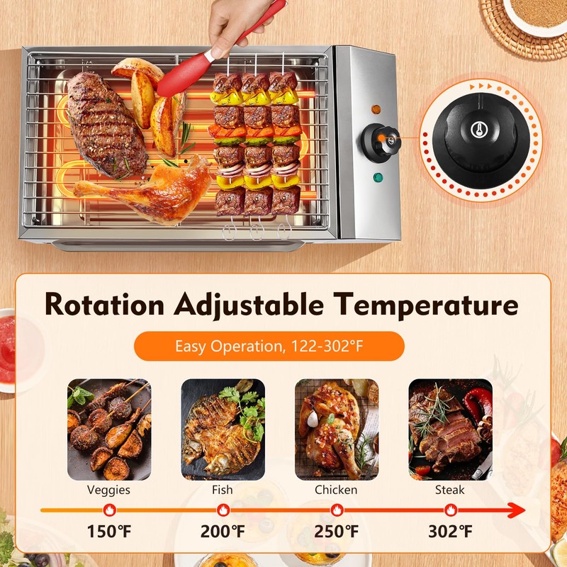 Indoor Outdoor BBQ Portable Electric Grill Griddle, Barbecue Smokeless Cooking