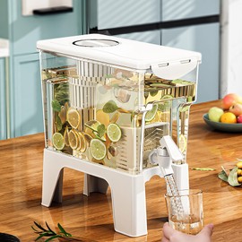 HOLTPHILI Small Drink Dispenser for Parties, 1 Gallon Beverage Dispenser with Stand, Juice Lemonade beverage dispenser with Spigot for Fridge, Clear