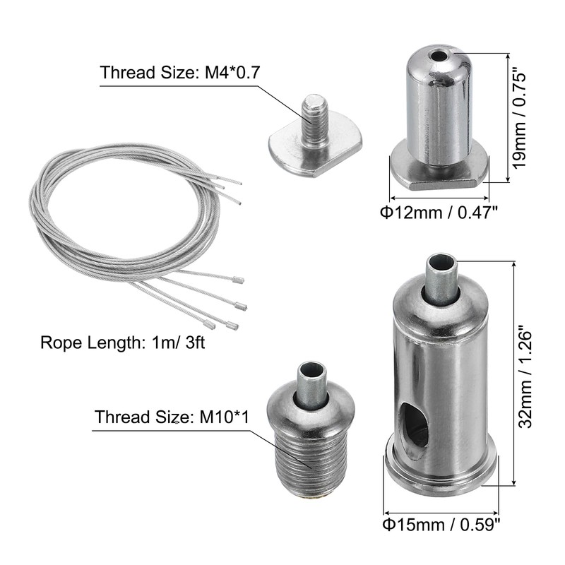 PATIKIL Ceiling Hanging Wire Cable Kit, 4 Set Lights Panel