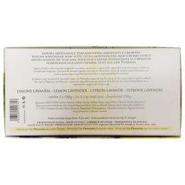 La Florentina: "Limone Lavanda" Bar Soaps, Lemon Lavender Scent, "Bellosguardo" Collection - Pack of 3 Soaps, 5.3 Ounces (150g) Each, Gift Box [ Italian Import ]