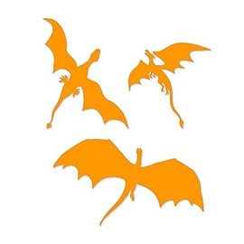 Overly Attached Decals 3 Dragons Flying Vinyl Decal for Car Truck Glass Window Laptop Electronics - 10" Orange