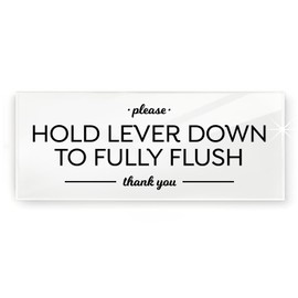 Reilly Originals 2x5 Inch Hold Lever Down To Fully Flush Designer Sign ~ Ready to Stick ~ Premium, Durable Acrylic Plexiglass