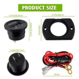 EPLZON 2 Pack DC 12V 24V Waterproof Car Voltmeter with Green LED Digital Display Panel and Mounting Plate Round Voltage Gauge Meter with Terminal for Boat Marine Motorcycle Truck(Green Light)