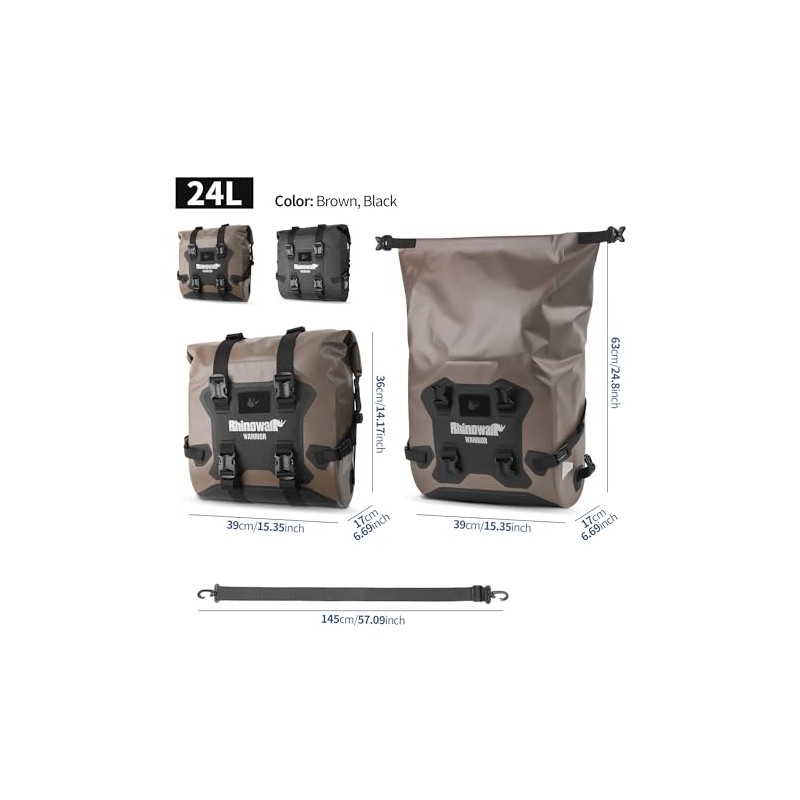 Motorcycle Side Bag Waterproof with Quick Release 24-42L Expandable Motorcycle