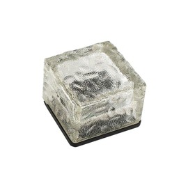 Solar Powered LED Glass Brick Landscape Light for Driveways, Gardens, Pathways. Water Resistant, Includes Rechargeable Battery. Color Changing RGB, 3”x3”