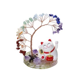 Kingzhuo Lucky Cat, Crystal Tree Healing Stones, Solar Power Weaving Arm, Yoga Meditation, Restaurant, Business, Car Dashboard, Home Decor, Office Decor