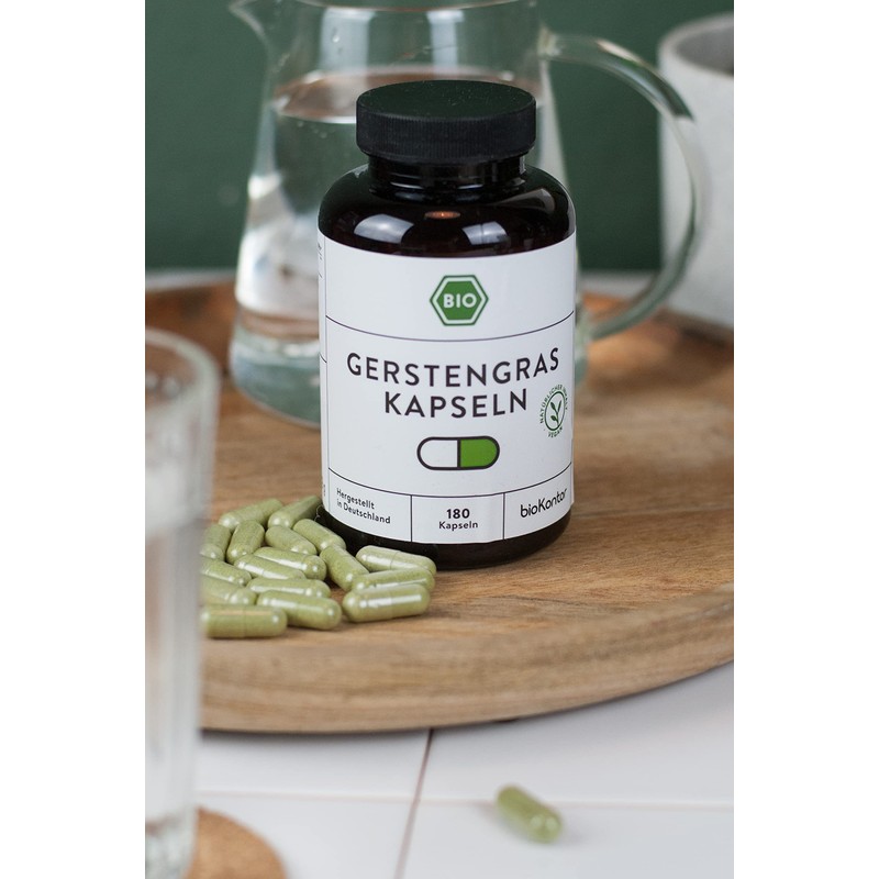 Organic Barley Grass Capsules, Pack of 180 Vegan Capsules, 3000