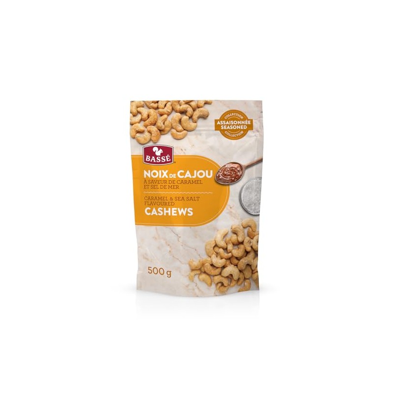 Bassé Sea Salt & Caramel Cashews - Subtle, Light, Crunchy,