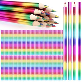 Lemecima 96 Pieces Rainbow Color Pencils 4 in 1 Rainbow Pencils Wooden Colored Pencils Multi Colored Pencil for Kids Home Office School Classroom Supplies