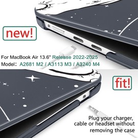 DONGKE for MacBook Air 13.6 Inch Case 2025 2024-2022 A3240 A3113 A2681 M4 M3 M2 Chip Touch ID, Plastic Hard Shell & Keyboard Cover & Type C Adapter for MacBook Air 13 inch M4, Cute Astronaut