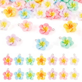 Beadthoven 28Pcs Resin Plumeria Flower Charms Colorful Frangipani Flower Pendants Small Cute Summer Hawaiian Floral Dangle Charms for Jewelry Making Earrings Necklaces Bracelets Lanyards DIY Crafts