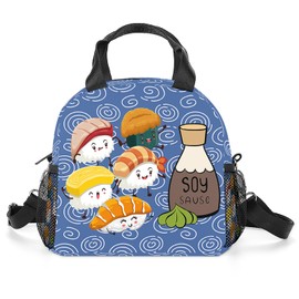 WLRUEZN Sushi Insulated Lunch Box for Women,Reusable Cute Sushi Lunch bags For Adult,Portable Insulated Lunch Tote Bags For Work Picnic Camping Travel