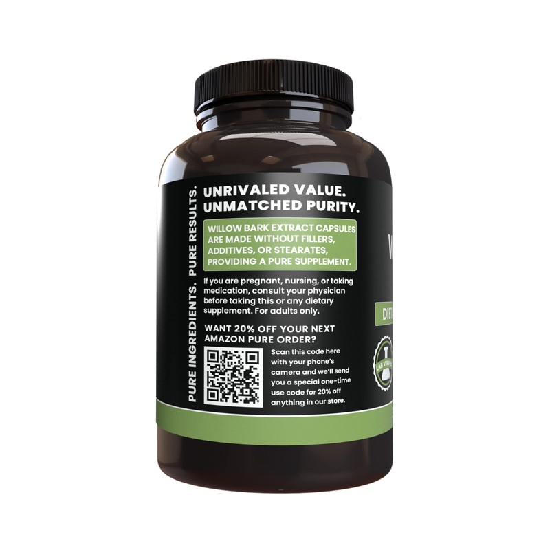 PURE ORIGINAL INGREDIENTS Willow Bark Extract (365 Capsules) No Magnesium