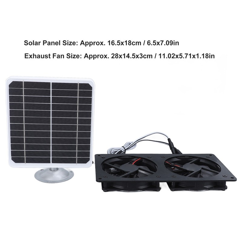 20W Solar Panel Solar Powered Dual Exhaust Fan Kit for