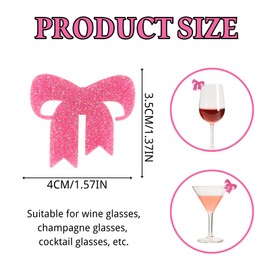 Bellaboro 20Pcs Bow Drink Markers, Drink Tags for Wine Glass, Acrylic Bow Drink Markers for Birthday Party Decorations (Pink)