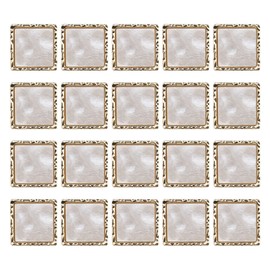 The Lord of the Tools 20 Pieces Square Buttons Metal Buttons DIY Decoration Closure Sewing Accessories for Cardigan Coat Sweater 20 x 20 mm, White