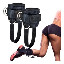 Mfdf®par Grilletes Para Tobillo Con Talonera Gym Abductor Gluteo Color Negro Mfdf