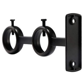 ANCLLO Curtain Rod Bracket, 2 Pieces Double Curtain Rod Holders, Double Rod Brackets, Hooks for Living Room, Bedroom, Curtain Rods (Black)