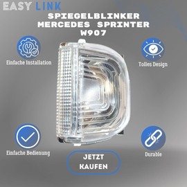 Easy Link Spiegelblinker Rechts Außenspiegel Blinker Seitenblinker Blinkleuchte Kompatibel mit Mercedes Sprinter W907 W910 2018-9109064600 A9109064600