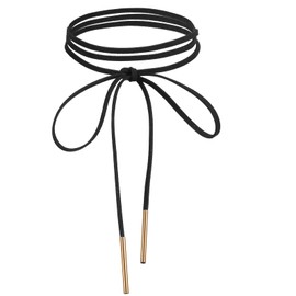 YQQYG 1 Pcs Black Choker Necklace for Women, Gothic Bow Choker, Velvet Choker with Gold Tube, Neck Chokers Long Wrap Rope Collar Tie Neck Chain, Neck Accessories for Party Prom