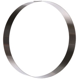 De Buyer - Cerchio per torta rotondo VALHORNA in acciaio inox perforato - 24,5 x 3,5 cm - Made in Francia, Tecnologia AIR SYSTEM, Micro-perforazioni per cottura rapida e omogenea, per risultati