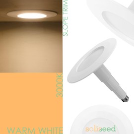 Soliseed 5/6 Inch LED Can Lights Length Adjustable Recessed Lights,Recessed Light Conversion Kit,Retrofit Downlight,12W=60W,3000K Warm White,800LM, Dimmable,Easy Install Screw in Light Fixture,4-Pack