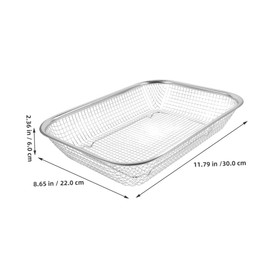 BIUDECO 2pcs Stainless Steel Drainer Colander: Rectangle Mesh Basket Table Serving Strainer Over The Sink Colander for Vegetable Fruit