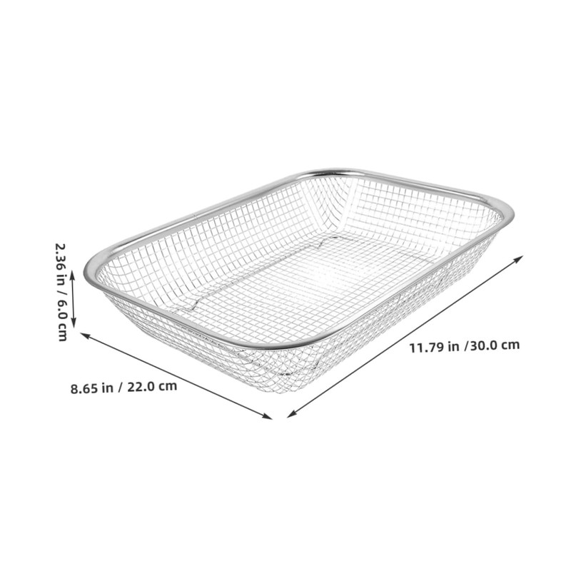 BIUDECO 2pcs Stainless Steel Drainer Colander: Rectangle Mesh Basket Table