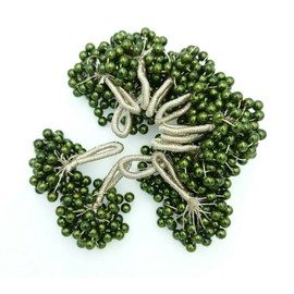 Feathers Creation 4 Pcs Latest Indian Mini Bead Tassels Latkan with Loop for Blouse, Dupatta,Edging Sew on (Olive Green)