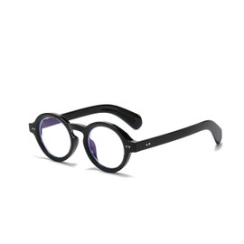 WDZAYXC Round Polarized Sunglasses with Thick Frame for Men and Women, Black/Blue Light Filter