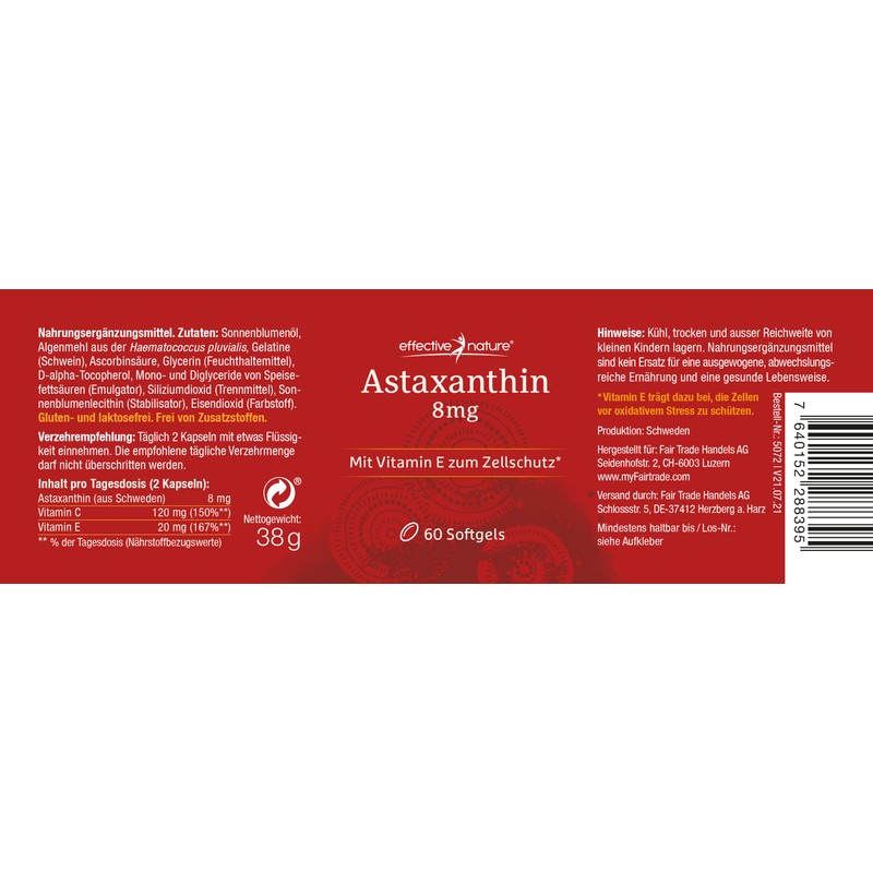 Astaxanthin Capsules High Dose - 60 Capsules for 30 Days