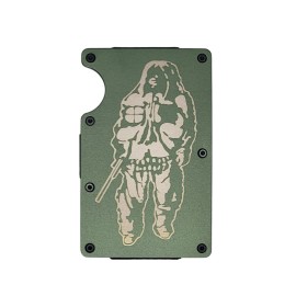 Copper Scout Engraved Shadowman Marine Scout Sniper Ridge Style Metal Slim Wallet Army Green
