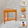 VaeFae Teak Shower Corner Bench, Wooden Foot Rest, Shower Bench