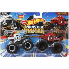 Hot Wheels Monster Trucks 1:64 Strong Duo Cars BONE SHAKER & SKELESAURUS HWN53 FYJ64-HWN53